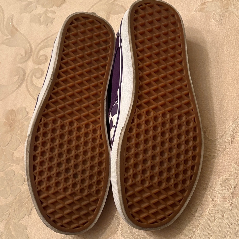 Vans Purple and White Checkered Slip-Ons - Picture 6 of 12